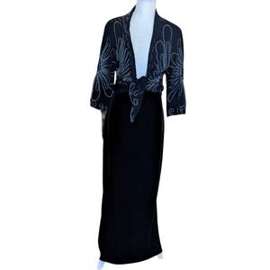 Vintage y2K City Triangles Black Velvet Maxi Skirt Size 11 NWT